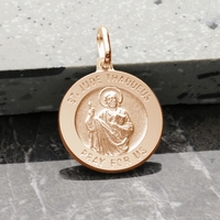 9ct Rose Gold Plated St Jude Thaddeus Medal With Optional Engraving and Chain