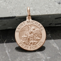 9ct Rose Gold Plated St Michael Medal With Optional Engraving and Chain
