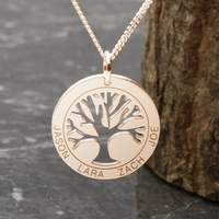 9ct Rose Gold Plated Tree of Life Disc Family Necklace
