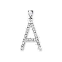 9ct Solid White Gold Initial Pendant Set With Diamonds