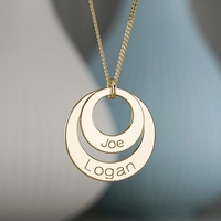 9ct Solid Yellow Gold Engraved Double Disc Pendant & Optional Chain