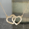 9ct Solid Yellow Gold Engraved Horizontal Double Heart Pendant & Optional Chain