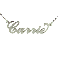 9ct White Gold Carrie Style Personalised Name Necklace with Curl