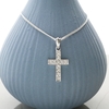 9ct White Gold Diamond Set Cross Pendant With Optional Chain