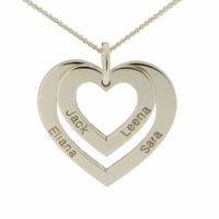 9ct White Gold Double Heart Personalised Necklace