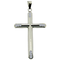 9ct White Gold Plated on Sterling Silver CZ Set Cross Pendant With Optional Chain
