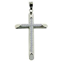 9ct White Gold Plated on Sterling Silver CZ Set Cross Pendant With Optional Chain