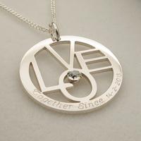 9ct White Gold Round LOVE Pendant With Optional CZ Crystal and Chain