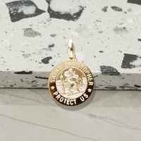 9ct Yellow Gold 15mm 3D St Christopher Pendant With Optional Engraving and Chain