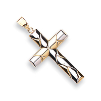 9ct Yellow Gold & 9ct White Gold Cross Pendant and Optional Chain