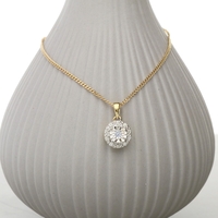 9ct Yellow Gold & Diamond Set Round 0.7ct Diamond Pendant With Optional Chain