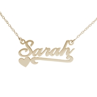 9ct Yellow Gold Carrie Style Personalised Name Necklace With Heart & Scroll