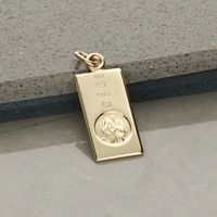9ct Yellow Gold Custom Hallmarked Small St Christopher Ingot With Optional Engraving and Chain