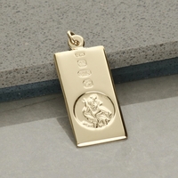 9ct Yellow Gold Custom Hallmarked St Christopher Ingot With Optional Engraving and Chain