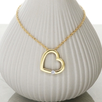 9ct Yellow Gold Diamond Set Heart Pendant With Chain