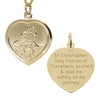 9ct Yellow Gold Heart St Christopher Pendant With Travellers Prayer and Optional Chain