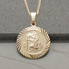 9ct Yellow Gold Plated 20mm Diamond Cut St Christopher Pendant With Optional Personalisation and Chain