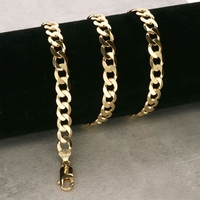 9ct Yellow Gold Plated 7.2mm Diamond Cut Curb Chain