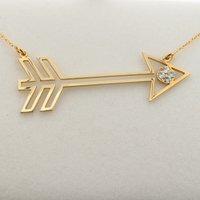 9ct Yellow Gold Plated Arrow Pendant With Crystal