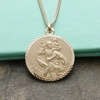 9ct Yellow Gold Plated Diamond Cut 20mm St Christopher Pendant With Optional Engraving and Chain