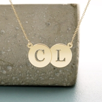 9ct Yellow Gold Plated Double Disc Cut Out initial Pendant