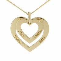 9ct Yellow Gold Plated Double Heart Personalised Necklace