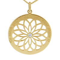 9ct Yellow Gold Plated Dream Catcher Necklace With Crystal