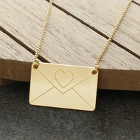9ct Yellow Gold Plated Engraved Envelope Necklace