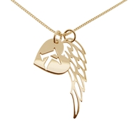 9ct Yellow Gold Plated Heart Initial & Angel Wing Pendant With Chain
