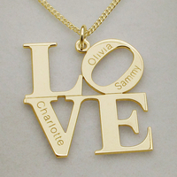 9ct Yellow Gold Plated LOVE Pendant With Optional Engraving