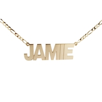 9ct Yellow Gold Plated Mens Block Style Large Personalised Name Necklace
