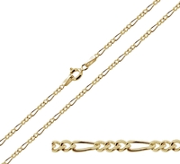 9ct Yellow Gold Plated on Sterling Silver 1.5mm Figaro Chain