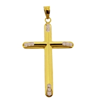 9ct Yellow Gold Plated on Sterling Silver CZ Set Cross Pendant With Optional Chain