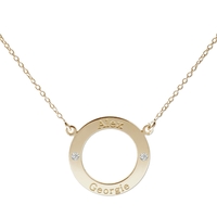 9ct Yellow Gold Plated Personalised Ring Pendant With Crystal