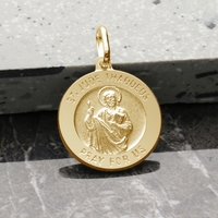 9ct Yellow Gold Plated St Jude Thaddeus Medal With Optional Engraving and Chain