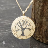 9ct Yellow Gold Plated Tree of Life Disc Family Necklace