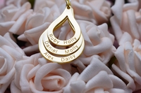 9ct Yellow Gold Plated Triple Tear Drop Personalised Family Necklace