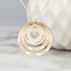 9ct Yellow Gold Plated Two Disc Cut Out Heart Personalised Family Necklace
