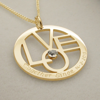 9ct Yellow Gold Round LOVE Pendant With Optional CZ Crystal and Chain