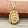 9ct Yellow Gold Satin Oval St Christopher Pendant With Optional Engraving and Chain