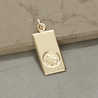 9ct Yellow Gold Small St Christopher Ingot With Optional Engraving and Chain