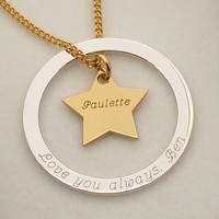 Eternity Star Engraved Pendant Necklace
