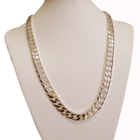 Heavy Chunky Mens 11mm Curb Chain - 9ct Yellow Gold Plated on Sterling Silver