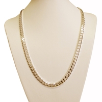 Heavy Chunky Mens 7.2mm Curb Chain 9ct Yellow Gold Plated on Sterling Silver