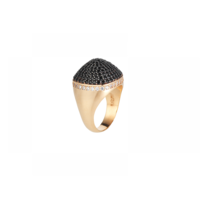 Rose Gold Plated Dome Cocktail Ring With Black & White Pave CZ Stones