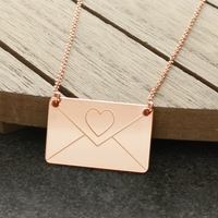 Rose Gold Plated Engraved Envelope Necklace