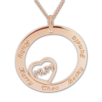 Rose Gold Plated Mum Heart Disc Personalised Necklace
