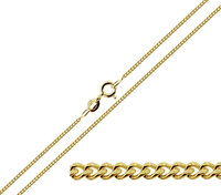 Solid Yellow Gold 1.3mm Diamond Cut Curb Chain