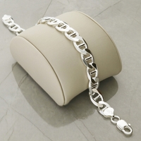Sterling Silver 10.2mm Mens Anchor Link Bracelet