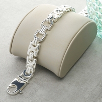 Sterling Silver 11mm Mens Byzantine Bracelet